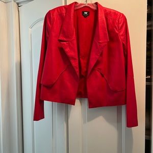 Faux red leather jacket